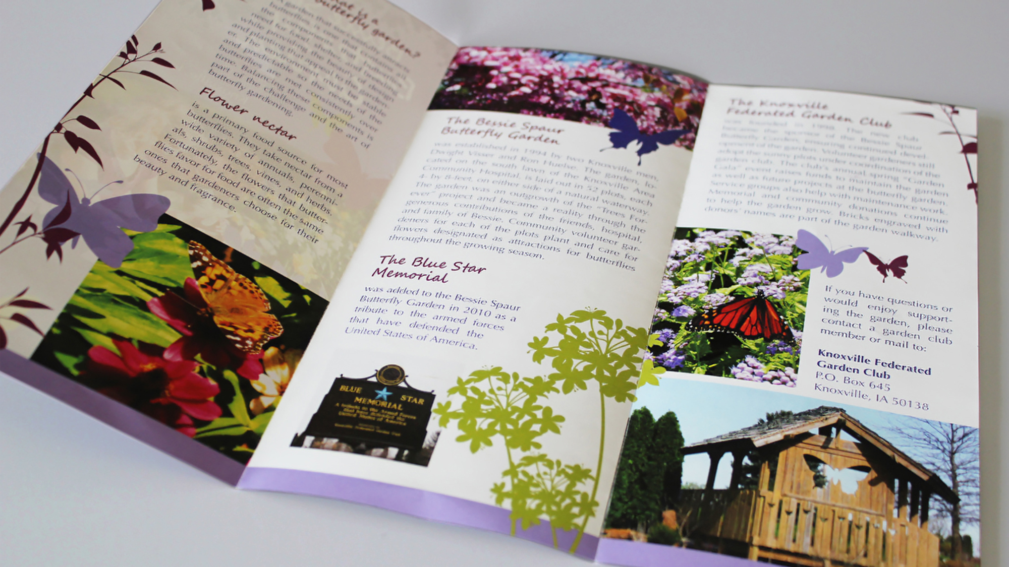 Print Design: Bessie Spauer Butterfly Garden trifold brochure