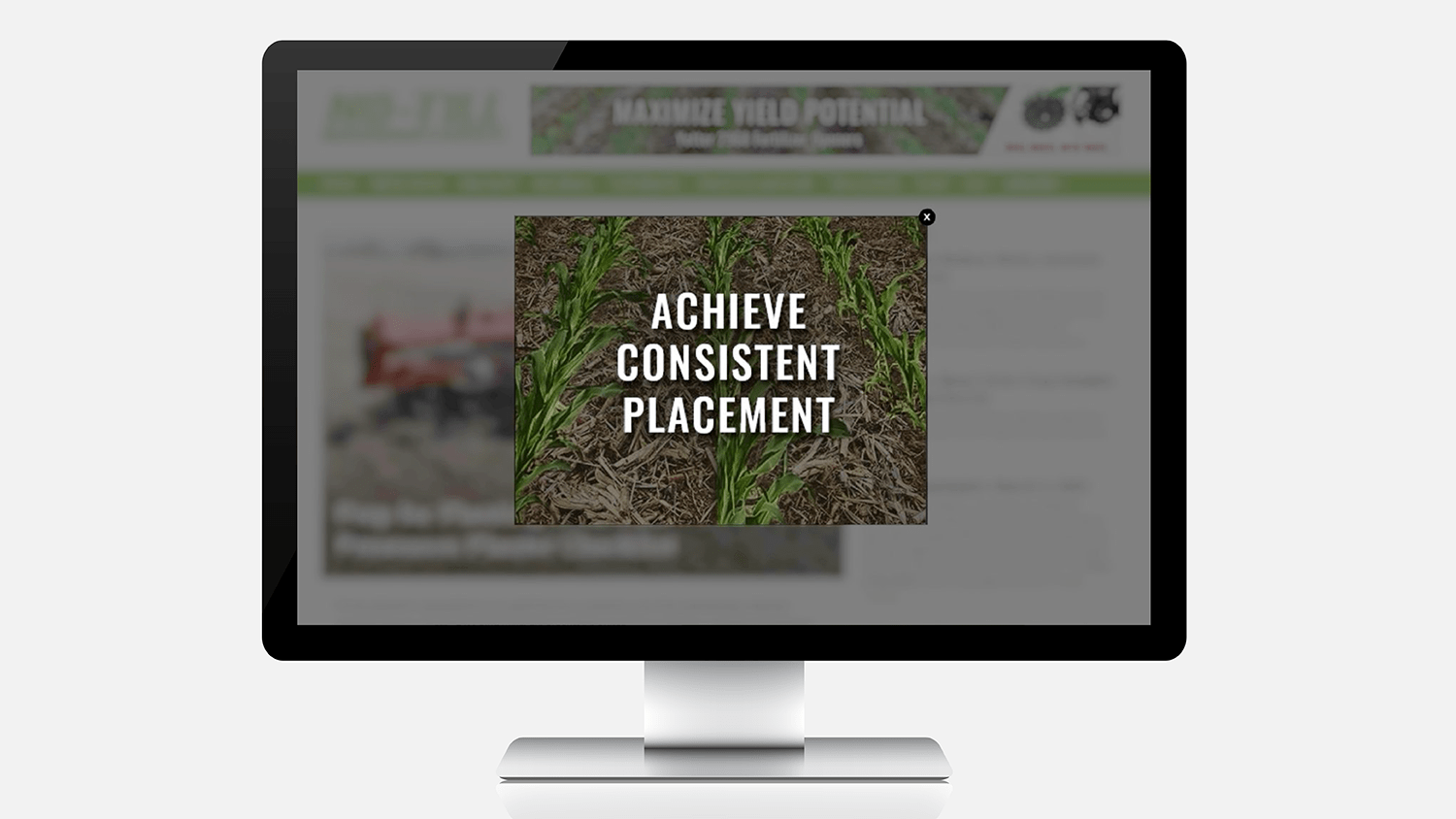 Digital Marketing: Yetter Farm Equipment website pop-up welcome ad