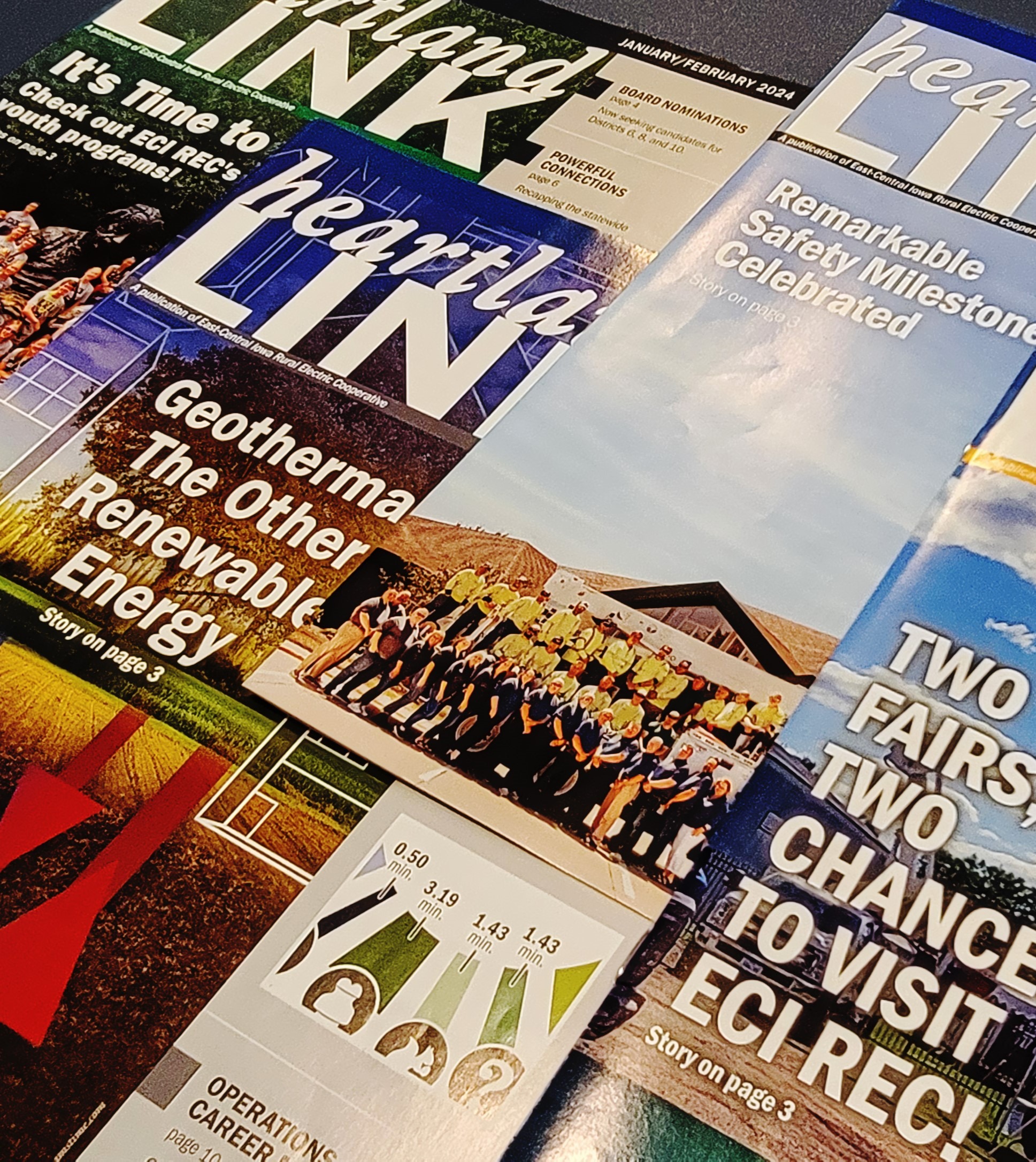 Covers of multiple copies of the ECI REC newsletter